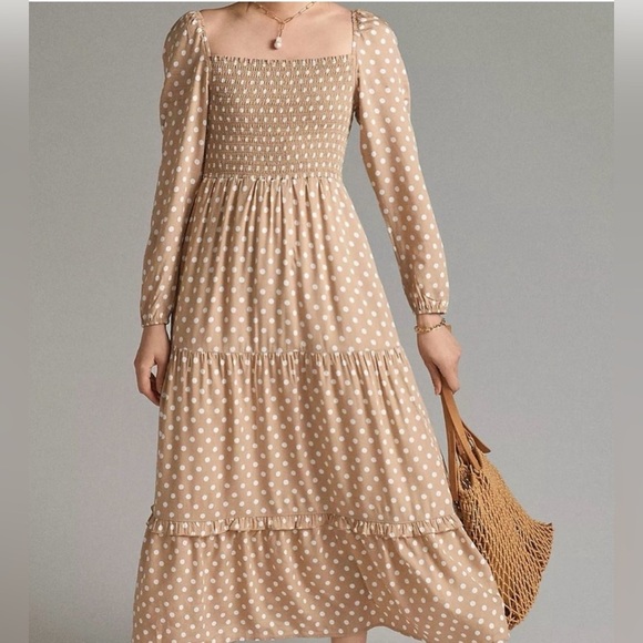 Anthropologie Dolan Left Coast
Womens Smocked Midi Polka Dot Dress
XSmall Beige - Picture 15 of 15
